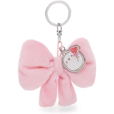 NICI 62771 Sleutelhanger, Molang met strik, 8 cm, metalen hanger, roze, trouwe metgezel van pluche voor rugzak of tas, sleutelhouder voor klein en groot NICI 62771 Sleutelhanger, Molang met strik, 8 cm, metalen hanger, roze, trouwe metgezel van pluche voor rugzak of tas, sleutelhouder voor klein en groot