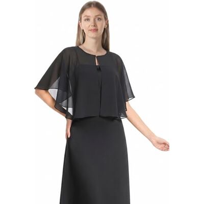 Hotshawl Chiffon Capelet Zachte capes Sjaals en Wraps voor Avondjurk Bruiloft Cape 1920 sjaal accessoires voor vrouwen, Zwart, Eén Maat Hotshawl Chiffon Capelet Zachte capes Sjaals en Wraps voor Avondjurk Bruiloft Cape 1920 sjaal accessoires voor vrouwen, Zwart, Eén Maat