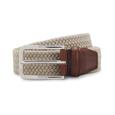 Boss Clorio Sz30 Heren Geweven riem met lederen voering, Beige, 100 Boss Clorio Sz30 Heren Geweven riem met lederen voering, Beige, 100