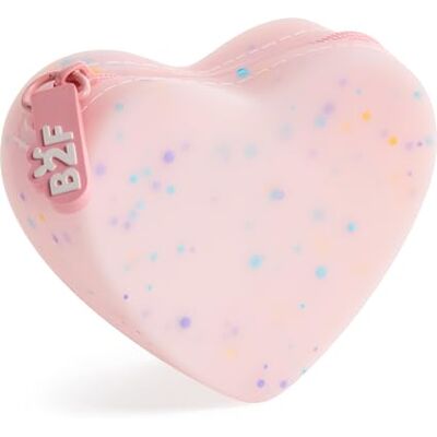 Back2Fun Portemonnee van transparante siliconen met glittereffect, mini-etui in hartvorm voor munten, bankbiljetten en kleine voorwerpen, roze Back2Fun Portemonnee van transparante siliconen met glittereffect, mini-etui in hartvorm voor munten, bankbiljetten en kleine voorwerpen, roze