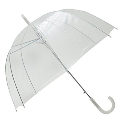 SMATI Long Clear Bubble Umbrella Klassiek en basic ; Automatische opening ; Diameter=85cm ; Vrouwenparaplu ; Witte randkleur ; Koepelvormige paraplu. SMATI Long Clear Bubble Umbrella Klassiek en basic ; Automatische opening ; Diameter=85cm ; Vrouwenparaplu ; Witte randkleur ; Koepelvormige paraplu.