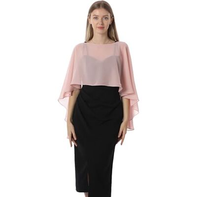 Hotshawl Capelets voor vrouwen, chiffon cape, sjaals en wraps voor avondjurk, bruiloft, cover-up., Roségoud, Eén Maat Hotshawl Capelets voor vrouwen, chiffon cape, sjaals en wraps voor avondjurk, bruiloft, cover-up., Roségoud, Eén Maat