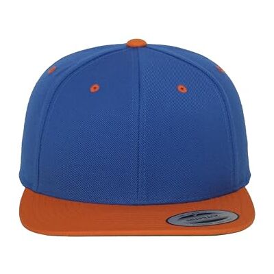 Flexfit 110756 Unisex Cap Classic Snapback 2-tone, tweekleurige koningsblauw/oranje blanco pet met rechte klep, één maat voor mannen en vrouwen Flexfit 110756 Unisex Cap Classic Snapback 2-tone, tweekleurige koningsblauw/oranje blanco pet met rechte klep, één maat voor mannen en vrouwen