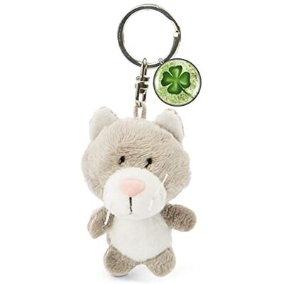 NICI 47530 sleutelhanger grijze kat pluche 7 cm klaverblad klaver geluksklaver NICI 47530 sleutelhanger grijze kat pluche 7 cm klaverblad klaver geluksklaver