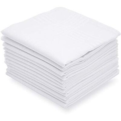 Selected Hanky Zakdoeken voor heren, 100% zacht katoen, witte klassieke zakdoeken, 12 stuks, Wit, 12 Pcs Selected Hanky Zakdoeken voor heren, 100% zacht katoen, witte klassieke zakdoeken, 12 stuks, Wit, 12 Pcs