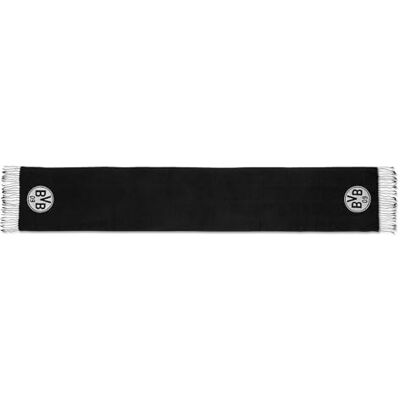 Dortmund Borussia BVB sjaal exclusief met franjes: elegante fansjaal in zwart en grijs, subtiele BVB-logo's, 100% viscose, huid- en allergievriendelijk, afmetingen: L 180 cm, B 35 cm, grijs, 180 x 35 Dortmund Borussia BVB sjaal exclusief met franjes: elegante fansjaal in zwart en grijs, subtiele BVB-logo's, 100% viscose, huid- en allergievriendelijk, afmetingen: L 180 cm, B 35 cm, grijs, 180 x 35