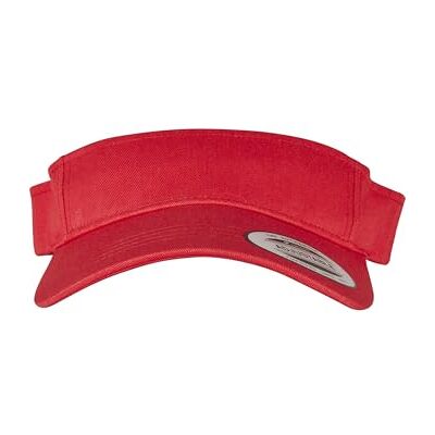Flexfit Yupoong Gebogen vizier voor dames en heren, uniseks, zonneklep met klittenbandsluiting, rood, One size Flexfit Yupoong Gebogen vizier voor dames en heren, uniseks, zonneklep met klittenbandsluiting, rood, One size