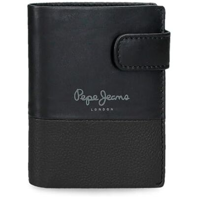 Pepe Jeans Dubbele verticale portemonnee met kliksluiting, zwart, 8,5 x 10,5 x 1 cm, leer van Joumma Bags, Zwart, Eén maat, Verticale portemonnee met kliksluiting Pepe Jeans Dubbele verticale portemonnee met kliksluiting, zwart, 8,5 x 10,5 x 1 cm, leer van Joumma Bags, Zwart, Eén maat, Verticale portemonnee met kliksluiting