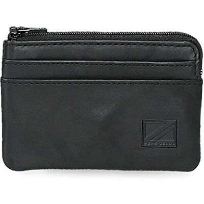 Pepe Jeans Chief portemonnee, zwart, 11 x 7 x 1,5 cm, leer, Blanco Y Gris, portemonnee Pepe Jeans Chief portemonnee, zwart, 11 x 7 x 1,5 cm, leer, Blanco Y Gris, portemonnee