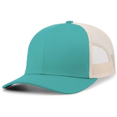 Pacific Headwear Snapback Trucker voor dames: stijlvolle uniseks pet voor comfort de hele dag, Jaguar Teal/Beige/Jaguar Teal, One size Pacific Headwear Snapback Trucker voor dames: stijlvolle uniseks pet voor comfort de hele dag, Jaguar Teal/Beige/Jaguar Teal, One size