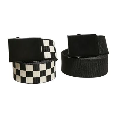 Urban Classics Unisex Check and Solid Canvas Belt 2-pack riem, zwart/off-white, S/M Urban Classics Unisex Check and Solid Canvas Belt 2-pack riem, zwart/off-white, S/M