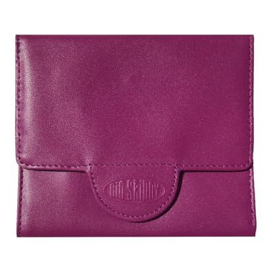 Big Skinny Trixie lederen Tri-Fold Slim Wallet voor dames, geschikt voor maximaal 30 kaarten, pruimenpaars Big Skinny Trixie lederen Tri-Fold Slim Wallet voor dames, geschikt voor maximaal 30 kaarten, pruimenpaars