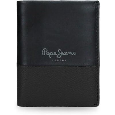 Pepe Jeans Dubbele verticale portemonnee met zwarte portemonnee, 8,5 x 10,5 x 1 cm, leer van Joumma Bags, Zwart, Eén maat, Verticale portemonnee met portemonnee Pepe Jeans Dubbele verticale portemonnee met zwarte portemonnee, 8,5 x 10,5 x 1 cm, leer van Joumma Bags, Zwart, Eén maat, Verticale portemonnee met portemonnee