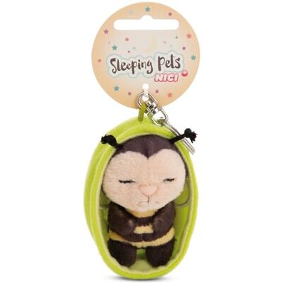 NICI 61609 Sleutelhanger "Sleeping Pets" bij, 8 cm, in mandje, geel, trouwe metgezel voor rugzak of tas, sleutelhouder voor klein en groot NICI 61609 Sleutelhanger "Sleeping Pets" bij, 8 cm, in mandje, geel, trouwe metgezel voor rugzak of tas, sleutelhouder voor klein en groot