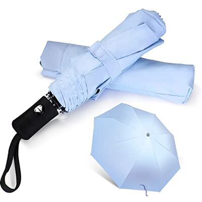Shinok Reizen Paraplu Compact Opvouwbare Paraplu Lichtgewicht Auto Open Sluiten voor Vrouwen Parasol Blauw Shinok Reizen Paraplu Compact Opvouwbare Paraplu Lichtgewicht Auto Open Sluiten voor Vrouwen Parasol Blauw