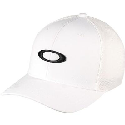 Oakley Heren Ellipse Mesh Hoed Cap, Wit/Zwart, S-M Oakley Heren Ellipse Mesh Hoed Cap, Wit/Zwart, S-M