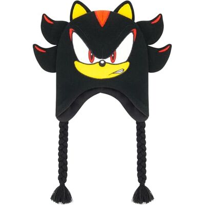 Concept One Shadow The Hedgehog Beanie Hat, Sonic The Hedgehog Peruaanse wintermuts met 3D-oren en kwastjes, zwart, één maat, Zwart, one size Concept One Shadow The Hedgehog Beanie Hat, Sonic The Hedgehog Peruaanse wintermuts met 3D-oren en kwastjes, zwart, één maat, Zwart, one size