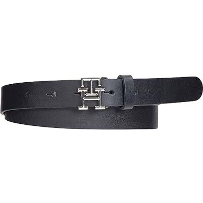 Tommy Hilfiger Dames TH Logo 2.5 Riem Leer, Zwart, 70 Tommy Hilfiger Dames TH Logo 2.5 Riem Leer, Zwart, 70