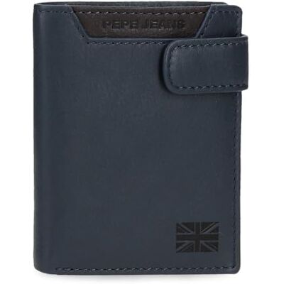 Pepe Jeans Indiana vertical portemonnee with click closure blauw 8.5 x 10.5 x 1 cm leer van Joumma Bags Pepe Jeans Indiana vertical portemonnee with click closure blauw 8.5 x 10.5 x 1 cm leer van Joumma Bags