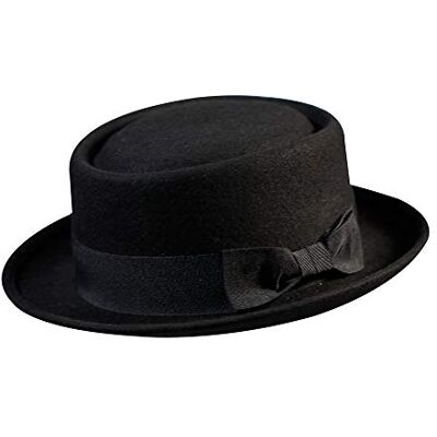 Samplife Varkensvlees Pie Hoedje 100% Wolvilt mannen Porkpie Hoeden Platte Mens Fedora Top Classic, Zwart, 7 1/8 M Samplife Varkensvlees Pie Hoedje 100% Wolvilt mannen Porkpie Hoeden Platte Mens Fedora Top Classic, Zwart, 7 1/8 M