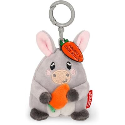 Legami Super Soft! sleutelhanger van pluche, hanger met gegraveerde boodschap en zink karabijnhaak, Grijs, S, Donkey Legami Super Soft! sleutelhanger van pluche, hanger met gegraveerde boodschap en zink karabijnhaak, Grijs, S, Donkey
