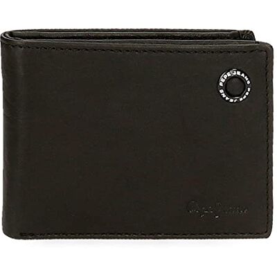 Pepe Jeans Badge Horizontale portemonnee met portemonnee, zwart, 11 x 8 x 1 cm, leer, Blanco Y Gris, horizontale portemonnee met portemonnee Pepe Jeans Badge Horizontale portemonnee met portemonnee, zwart, 11 x 8 x 1 cm, leer, Blanco Y Gris, horizontale portemonnee met portemonnee