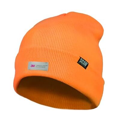 Scan Hi-Vis Beanie Muts Thinsulate Voering, Oranje, One size Scan Hi-Vis Beanie Muts Thinsulate Voering, Oranje, One size