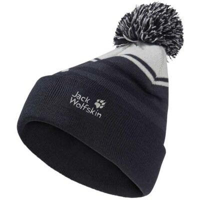 Jack Wolfskin Uniseks kinderbeanie muts Stripy Pompom Beanie K Jack Wolfskin Uniseks kinderbeanie muts Stripy Pompom Beanie K