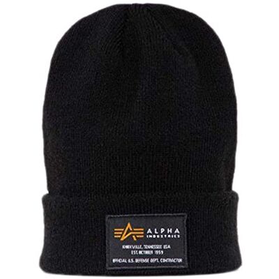 Alpha Crew Beanie Acryl Gebreide Muts Black Alpha Crew Beanie Acryl Gebreide Muts Black