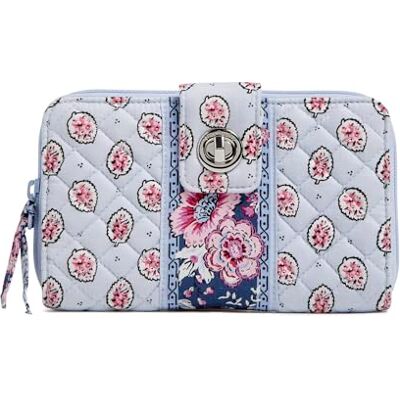 Vera Bradley Dames katoenen turnlock portemonnee met RFID-bescherming, Magnifique blad, eenheidsmaat Vera Bradley Dames katoenen turnlock portemonnee met RFID-bescherming, Magnifique blad, eenheidsmaat