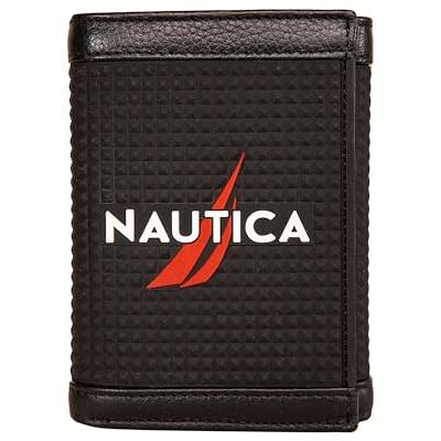 Nautica Heren Logo Rubber en Lederen Trifold Portemonnee, Zwart, One Size, Zwart, Eén Maat Nautica Heren Logo Rubber en Lederen Trifold Portemonnee, Zwart, One Size, Zwart, Eén Maat
