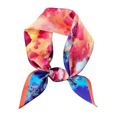 ANDANTINO Sjaal van 100% moerbeizijde Lichte, 53,3 cm vierkante halsdoek, ademende digitale bedrukte sjaals met geschenkverpakking, M ANDANTINO Sjaal van 100% moerbeizijde Lichte, 53,3 cm vierkante halsdoek, ademende digitale bedrukte sjaals met geschenkverpakking, M