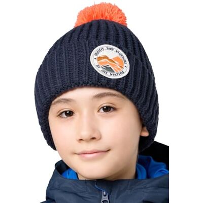 Jack Wolfskin Pompom Badge Beanie K Baskenmuts voor kinderen, uniseks, nachtblauw Jack Wolfskin Pompom Badge Beanie K Baskenmuts voor kinderen, uniseks, nachtblauw