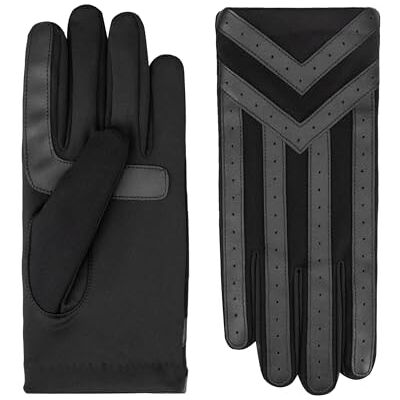 isotoner Men's Spandex Touchscreen Cold Weather Gloves with Warm Fleece Lining and Chevron Details, smartDRI Black, XL isotoner Men's Spandex Touchscreen Cold Weather Gloves with Warm Fleece Lining and Chevron Details, smartDRI Black, XL