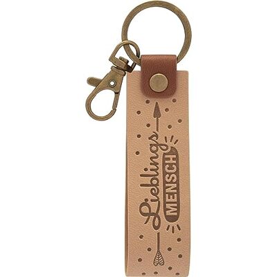 GRUSS & CO Sleutelhanger kunstleer motief mens hanger van licht kunstleer met motief Lieblingsmensch, incl. karabijnhaak 48372, bruin, Länge 15 cm, Motief "Lieblingsmensch GRUSS & CO Sleutelhanger kunstleer motief mens hanger van licht kunstleer met motief Lieblingsmensch, incl. karabijnhaak 48372, bruin, Länge 15 cm, Motief "Lieblingsmensch