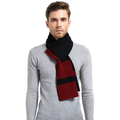 LanHong Mannen Winter Kasjmier Sjaal Wol Zachte Warme Gebreide Casual Sjaals voor Mannen, Zwart en Rood, 180 * 30cm/ 70.8 * 11.8inch LanHong Mannen Winter Kasjmier Sjaal Wol Zachte Warme Gebreide Casual Sjaals voor Mannen, Zwart en Rood, 180 * 30cm/ 70.8 * 11.8inch