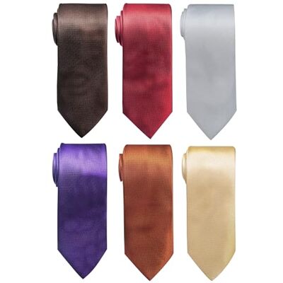 Passabin Tie For Men Necktie Woven Jacquard Neck Ties Set 6 PCS (Black,Blue,Red,Blue,Green,Sliver) Passabin Tie For Men Necktie Woven Jacquard Neck Ties Set 6 PCS (Black,Blue,Red,Blue,Green,Sliver)