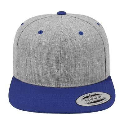 Flexfit Unisex Classic Snapback 2-kleurige cap, dames en heren, verkrijgbaar in 17 kleuren, eenheidsmaat, Heather Grey/Royal, One size Flexfit Unisex Classic Snapback 2-kleurige cap, dames en heren, verkrijgbaar in 17 kleuren, eenheidsmaat, Heather Grey/Royal, One size