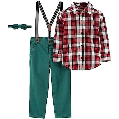 Simple Joys by Carter's Jongens 3-delige set met vlinderdas en bretels voor speciale gelegenheden (set van 4), Olivenheide/Rode Tartan Plaid, 4 Jahre Simple Joys by Carter's Jongens 3-delige set met vlinderdas en bretels voor speciale gelegenheden (set van 4), Olivenheide/Rode Tartan Plaid, 4 Jahre