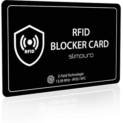 slimpuro RFID-blokkeringskaart DEKRA getest Jammertechnologie NFC-creditcardbeschermer gegevensdiefstalbeveiliging Extra dunne kaartbescherming met 0,8 mm geschikt voor elke portemonnee (zwart) slimpuro RFID-blokkeringskaart DEKRA getest Jammertechnologie NFC-creditcardbeschermer gegevensdiefstalbeveiliging Extra dunne kaartbescherming met 0,8 mm geschikt voor elke portemonnee (zwart)
