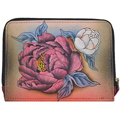 Anna by Anuschka Handgeschilderde lederen organizer portemonnee voor dames, bloemengratie, eenheidsmaat Anna by Anuschka Handgeschilderde lederen organizer portemonnee voor dames, bloemengratie, eenheidsmaat