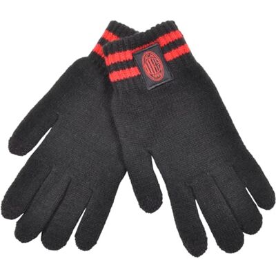 ACM 1899 Gestreepte handschoen met stoffen patch, touchscreen, 95% PC 5% EA Milan 143487, Zwart, One size ACM 1899 Gestreepte handschoen met stoffen patch, touchscreen, 95% PC 5% EA Milan 143487, Zwart, One size