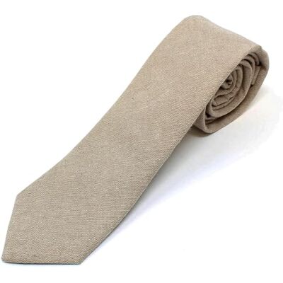 Proper Materials Dunne stropdas voor heren van Chambray-katoen, met een gestructureerde verweerde stijl, 6,35 cm breed, Beige, Eén Maat Proper Materials Dunne stropdas voor heren van Chambray-katoen, met een gestructureerde verweerde stijl, 6,35 cm breed, Beige, Eén Maat