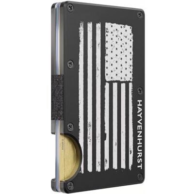 Hayvenhurst Slanke minimalistische voorvak RFID-blokkerende metalen portefeuilles voor mannen met geldclip, patriot, S, minimalistisch Hayvenhurst Slanke minimalistische voorvak RFID-blokkerende metalen portefeuilles voor mannen met geldclip, patriot, S, minimalistisch