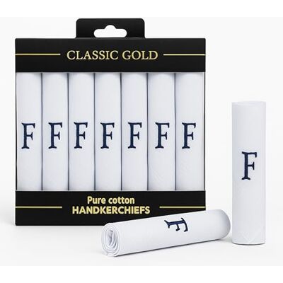 DUDU N GIRLIE 7 Pack van Heren/Heren Witte Satijn Geboorde Zakdoeken met & Blauwe Geborduurde Initialen, F, One Size DUDU N GIRLIE 7 Pack van Heren/Heren Witte Satijn Geboorde Zakdoeken met & Blauwe Geborduurde Initialen, F, One Size