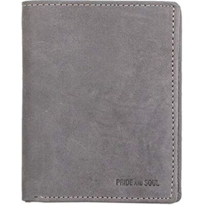 Pride and Soul Dames en heren portemonnee van echt leer in staand formaat, portemonnee met 2 biljetvakken, muntvak en 7 kaartvakken voor bankkaarten, portemonnee met RFID, portefeuille in grijs, ca. 12 x 9,5 cm. Pride and Soul Dames en heren portemonnee van echt leer in staand formaat, portemonnee met 2 biljetvakken, muntvak en 7 kaartvakken voor bankkaarten, portemonnee met RFID, portefeuille in grijs, ca. 12 x 9,5 cm.