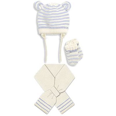 MacBeen Set met handschoenen, muts en sjaal voor nestjes van 0 tot 6 maanden, hemelsblauw, kleine uniseks kinderaccessoireset MacBeen Set met handschoenen, muts en sjaal voor nestjes van 0 tot 6 maanden, hemelsblauw, kleine uniseks kinderaccessoireset