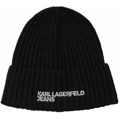 KARL LAGERFELD JEANS , Heren, Essential Logo Beanie,Zwart, One size KARL LAGERFELD JEANS , Heren, Essential Logo Beanie,Zwart, One size