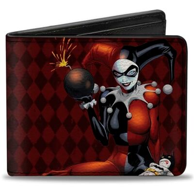 Buckle-Down gesp naar beneden Unisex's portemonnee Harley Quinn W/Batman Voodoo pop houden bom + hand Bi-Fold Buckle-Down gesp naar beneden Unisex's portemonnee Harley Quinn W/Batman Voodoo pop houden bom + hand Bi-Fold