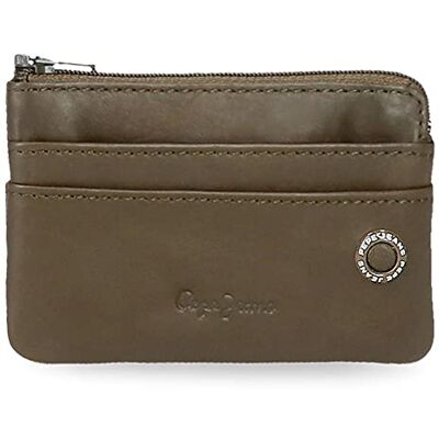 Pepe Jeans Badge portemonnee met kaarthouder, groen, 11 x 7 x 1,5 cm, leer, Celeste Y Blanco, portemonnee met kaartvak Pepe Jeans Badge portemonnee met kaarthouder, groen, 11 x 7 x 1,5 cm, leer, Celeste Y Blanco, portemonnee met kaartvak